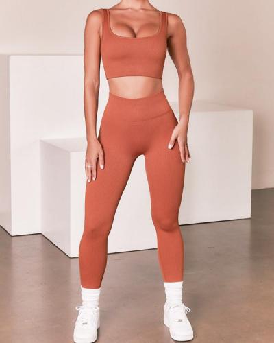 Women's Sports Vest Trousers Yoga Wear Fitness Suit
