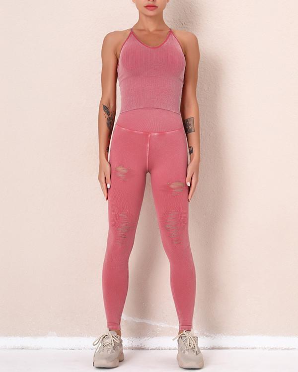 2021 New Fitness Legging Yoga Pants & Vest Suit