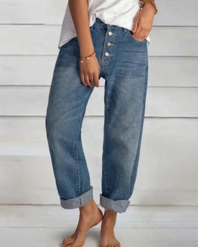 Loose Casual All-match Slim Denim Straight-leg Pants