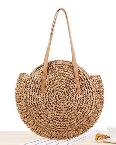 Simple Round One-shoulder Woven Bag