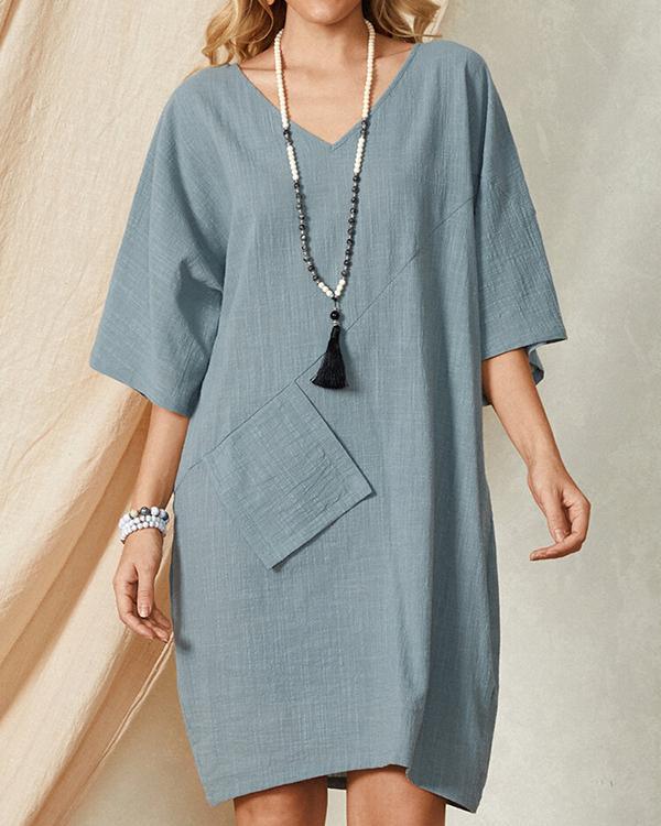 Casual Linen Pocket Dress