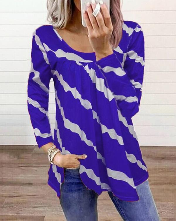 Stripe Casual Long-sleeved Tops