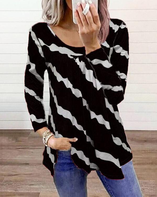 Stripe Casual Long-sleeved Tops