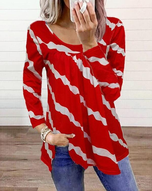 Stripe Casual Long-sleeved Tops