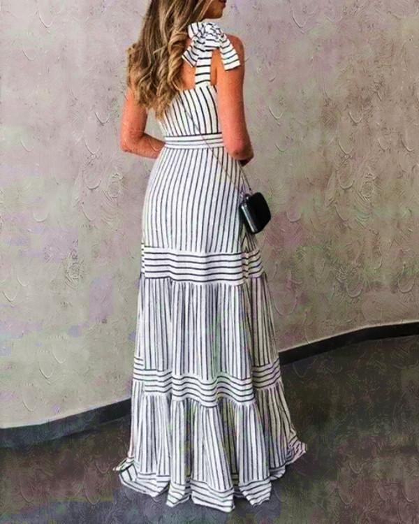 Striped Dress New Bohemian Suspender Dress