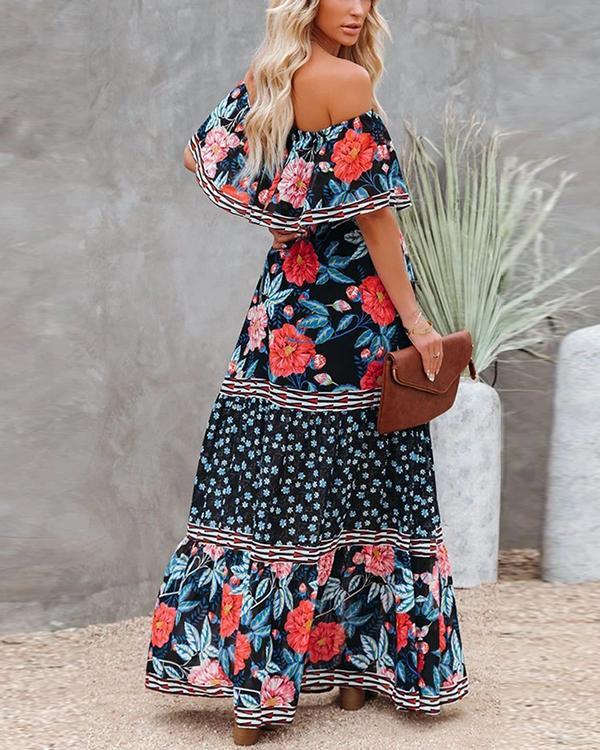 Tropez Floral Off The Shoulder Maxi Dress