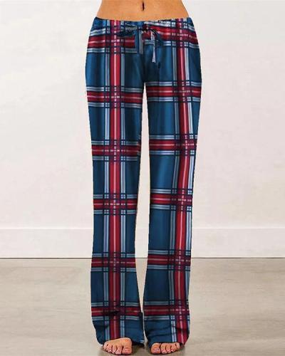 Elastic Waist Lattice Casual Pants