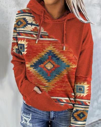 Casual Women's Aztec Print Hoodie