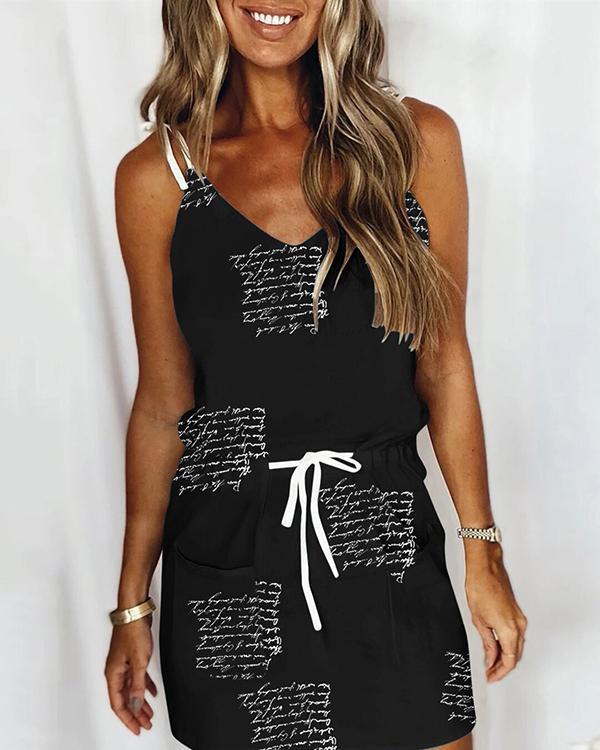 Casual Lace-up Striped Drawstring Dress