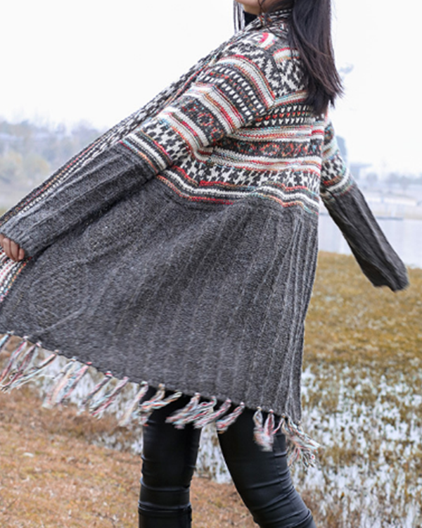 Tassel Midi Bohemian Knitted Cardigan