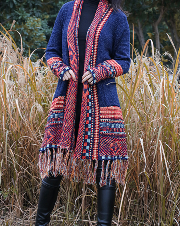 Tassel Long Bohemian Knitted Cardigan