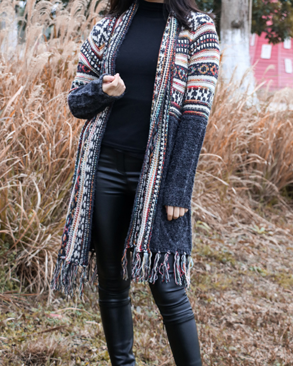 Tassel Midi Bohemian Knitted Cardigan
