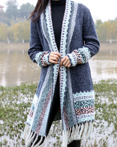 Casual Tassel Midi Bohemian Knitted Cardigan