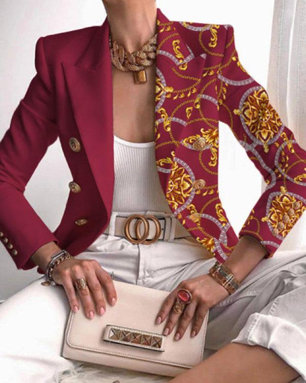 Single Side Chain Print Stitching Suit Classy Blazer