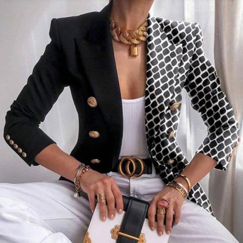 Plus Size Single Side Print Office Suit Classy Blazer