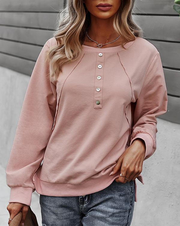 Fashion Trend Round Neck Long Sleeve Top