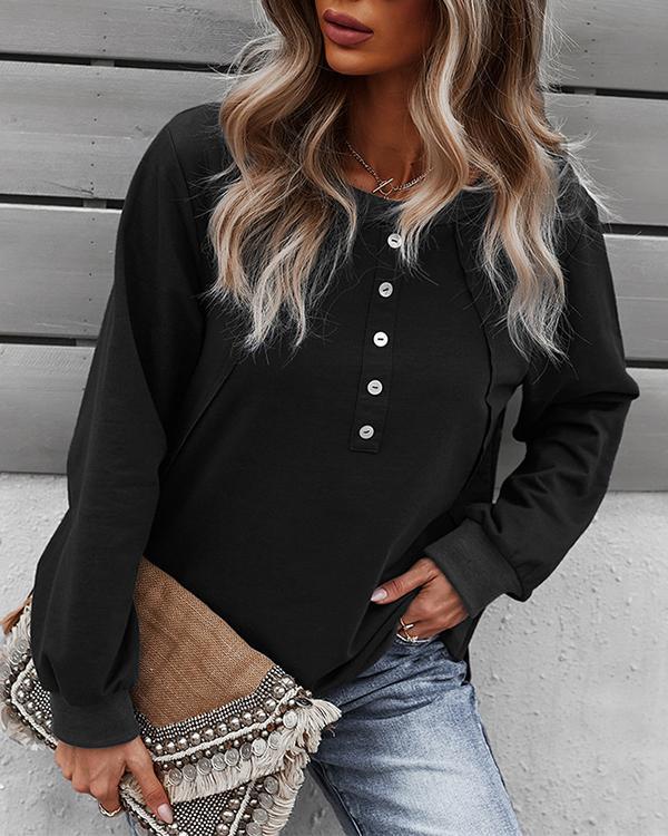 Fashion Trend Round Neck Long Sleeve Top