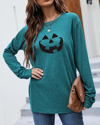 Halloween Print Pattern Women Long Sleeve T-Shirt