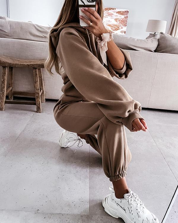 Women's Casual Hooded Sweater Suit