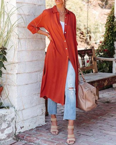 Soft Comfy Multiwear Slit Long Cardigan Shirt Dress