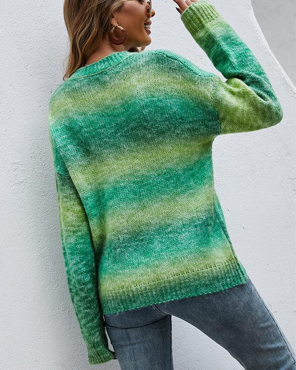 Women's Rainbow Pullover Knitted Sweater