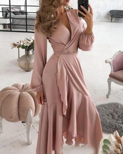 Ladies Fashion And Elegant Ruffled Hem Dress