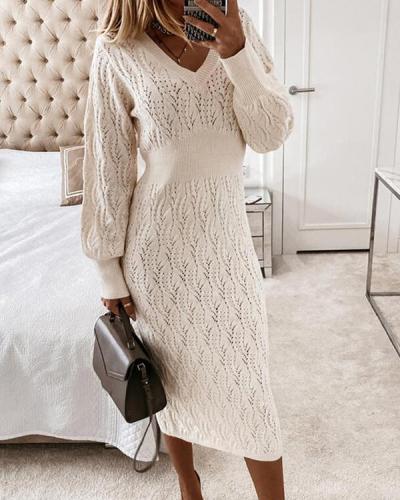 Sexy Long-sleeved Knitted Dress