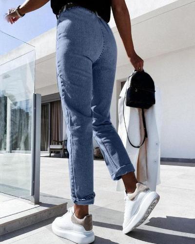 Casual All-match Denim Pencil Cropped Trousers