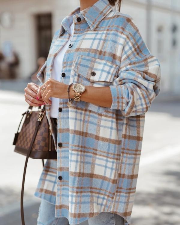 Plaid Long Sleeve Botton Up Jacket