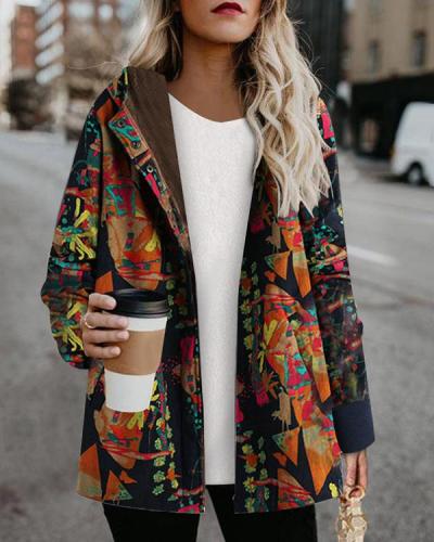 Cotton And Linen Pullover Print Jacket
