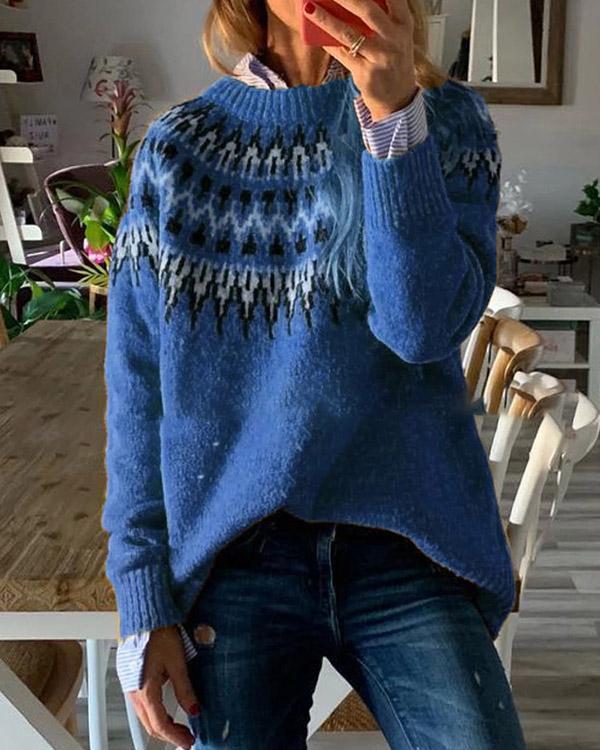 Round Neck Loose Pullover Knitted Sweater