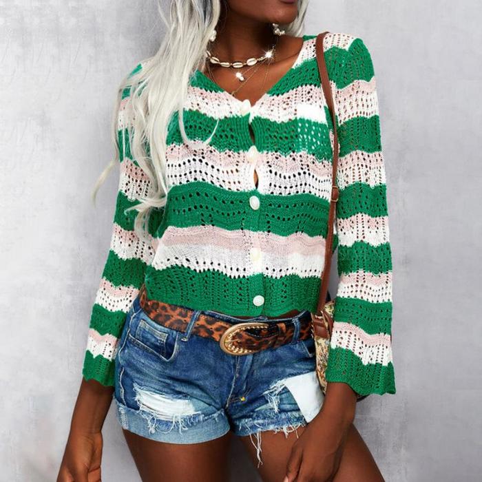 Knit Cardigan Single-breasted Long Sleeve