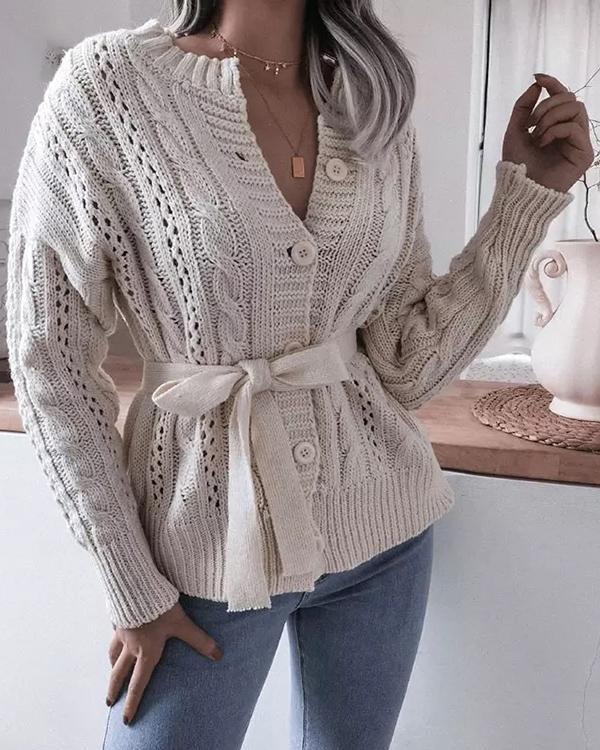 Sashes Comfy V-neck Slim Cardigan