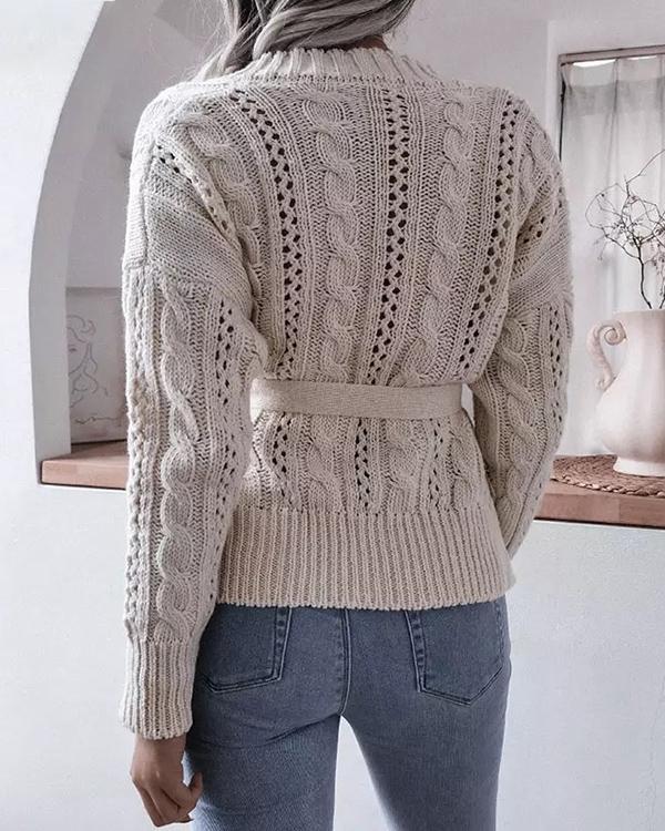 Sashes Comfy V-neck Slim Cardigan