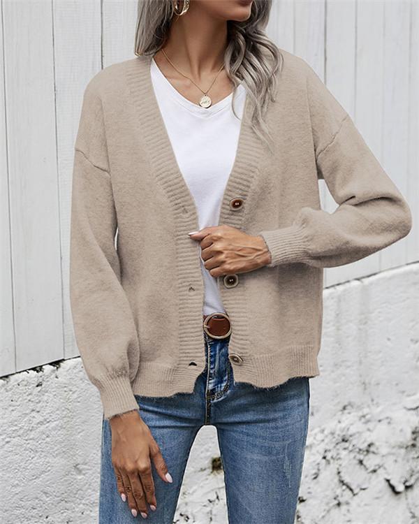 Cardigan V-neck Loose Long Sleeve Sweater