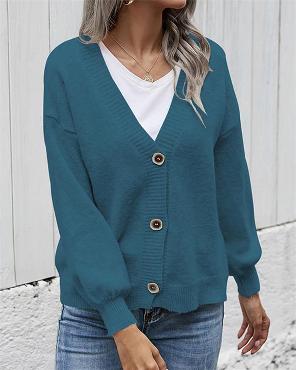 Cardigan V-neck Loose Long Sleeve Sweater