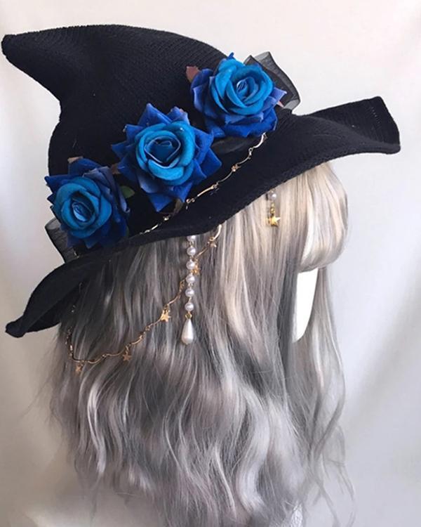 Halloween Rose Witch Hat