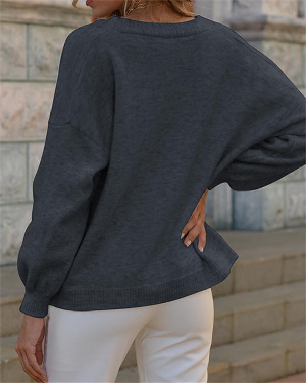 Cardigan V-neck Loose Long Sleeve Sweater