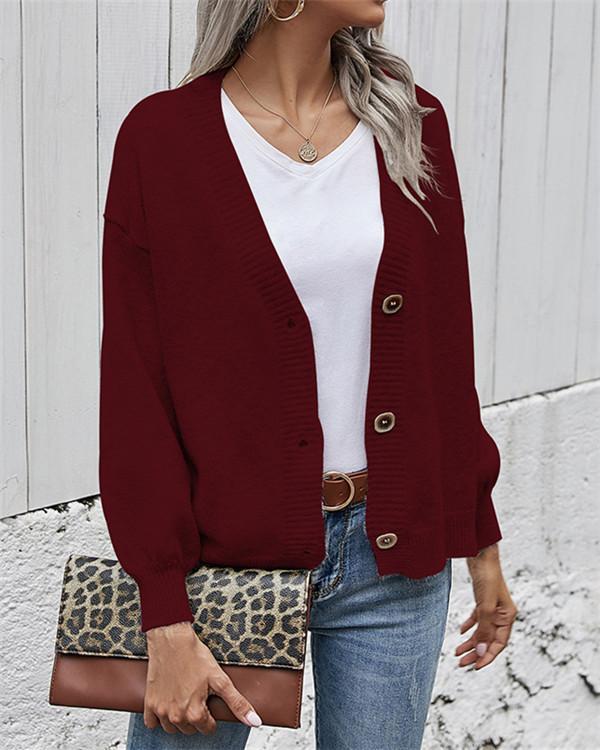 Cardigan V-neck Loose Long Sleeve Sweater