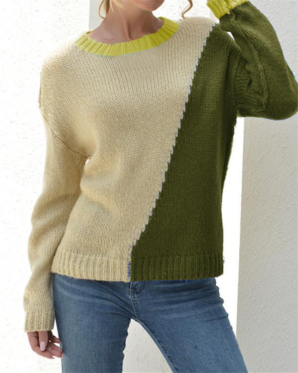 Early autumn round neck long-sleeved sweater top