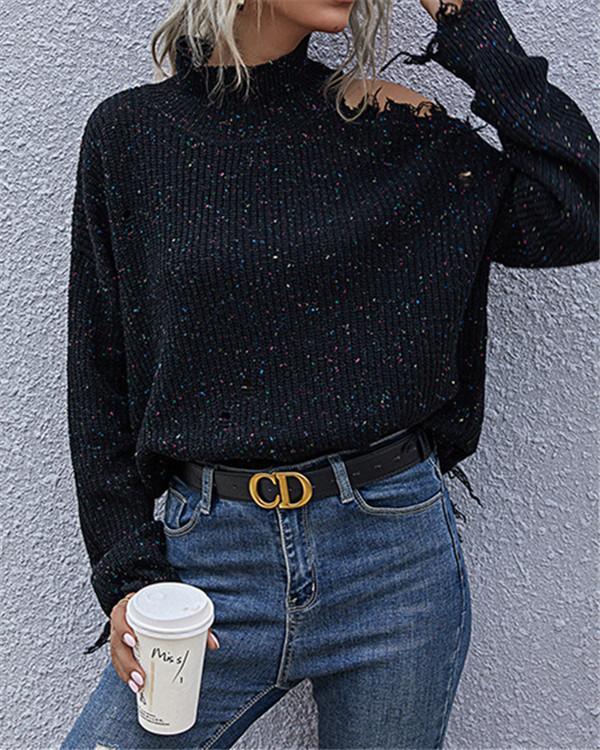 Autumn Solid Color Knitted Sweater