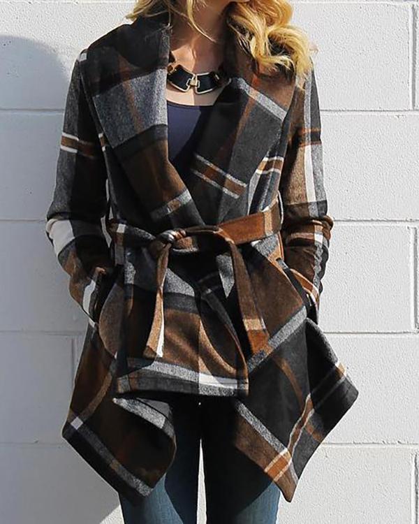 Plaid Rabato Wrap Jacket