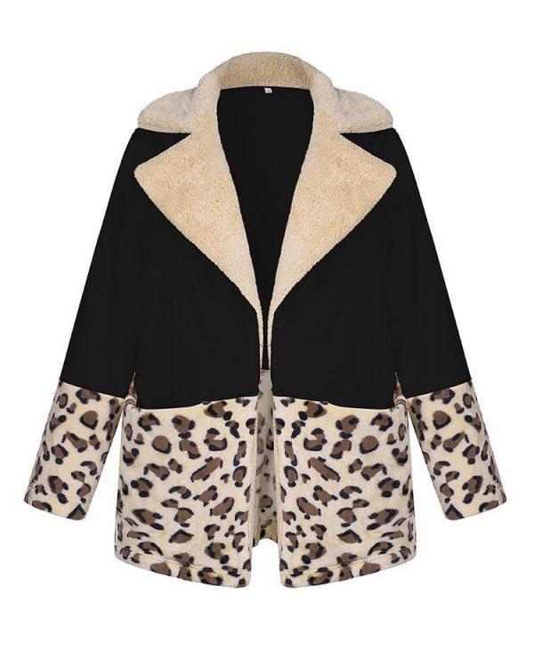 Leopard Long Sleeve Splicing Coats