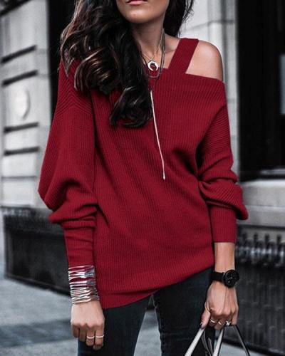 Solid Long Sleeve Loose Sweater