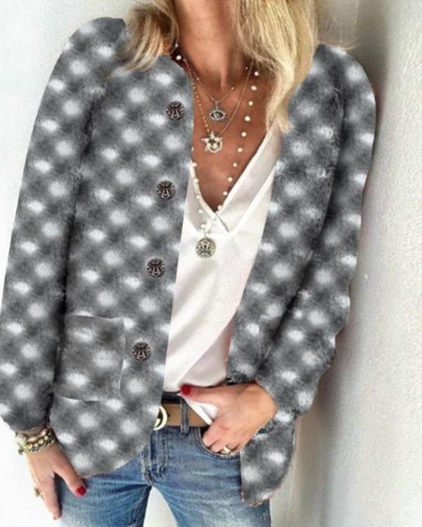 Lattice Woolen Cardigan Outerwear