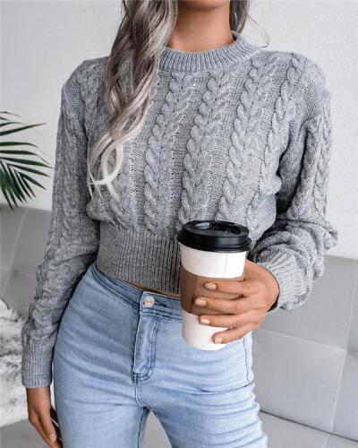 V-neck Long-sleeved Casual Solid Color Pullover