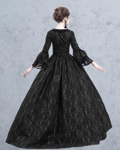 Halloween Lace Stitching Big Flared Sleeve Dress