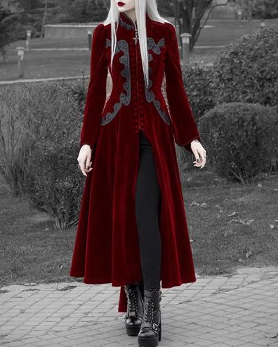 Fashion Gothic Style Long Sleeve Lapel Collar Dress