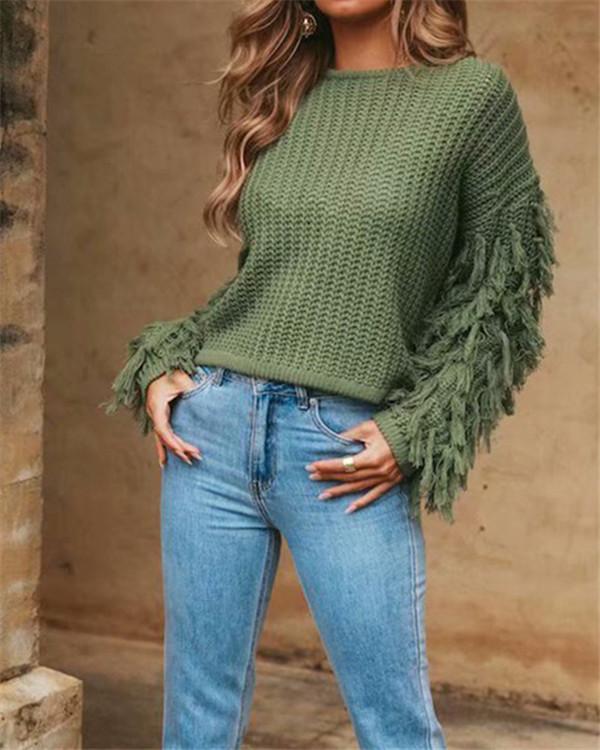 Fringed Sweater Women's Knit Sweater Sweater