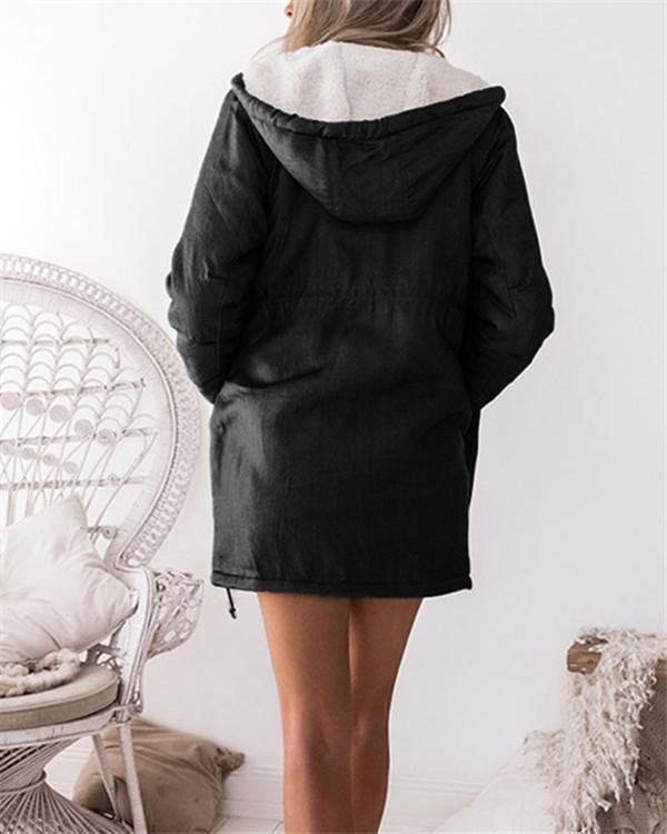 Hooded Trench Coat with Zipper Pockets